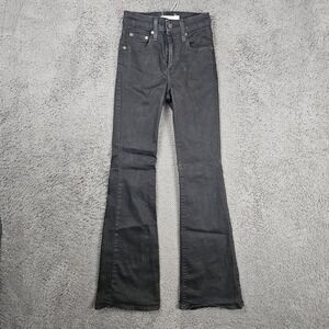 Levis 726 Flare Jeans Womens 25x32 Black High Rise Slim Through Hip